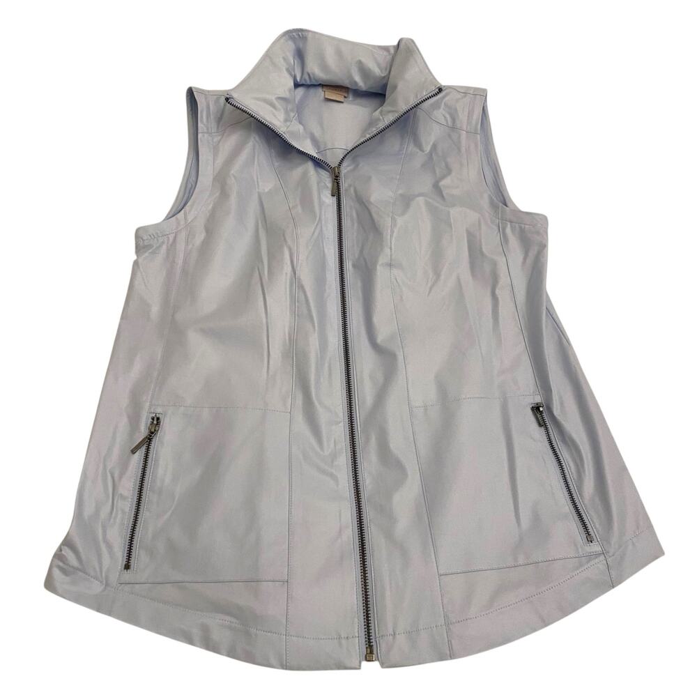 Women's Lightblue Chico's Zenergy (Size 0) US 4/6 Hooded Lightweight Vest